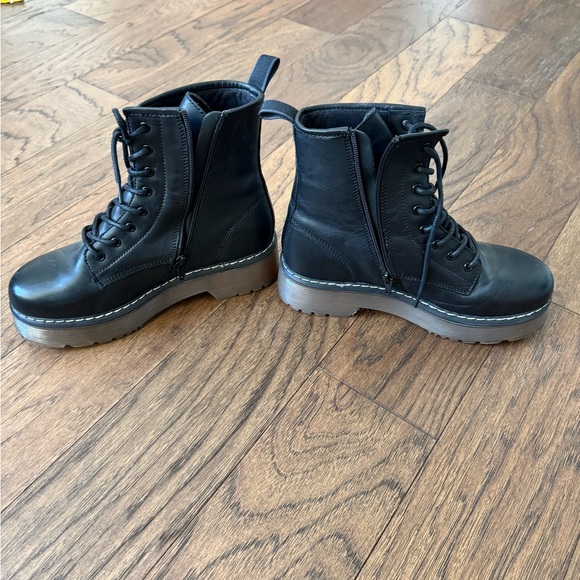 Black Lace-Up Combat Boots - Picture 9 of 10